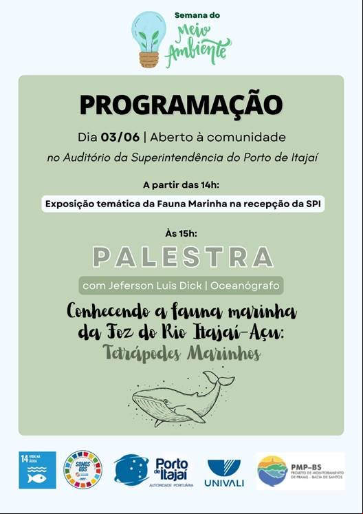 Semana do Meio Ambiente aborda sobre Fauna Marinha da Foz do Rio Itajaí Açu